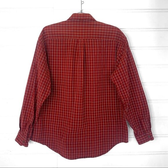 FILA SPORT THE COLLECTION RED FRONT POCKET PLAID BUTTON  DOWN COTTON MEN LARGE - Picture 4 of 12
